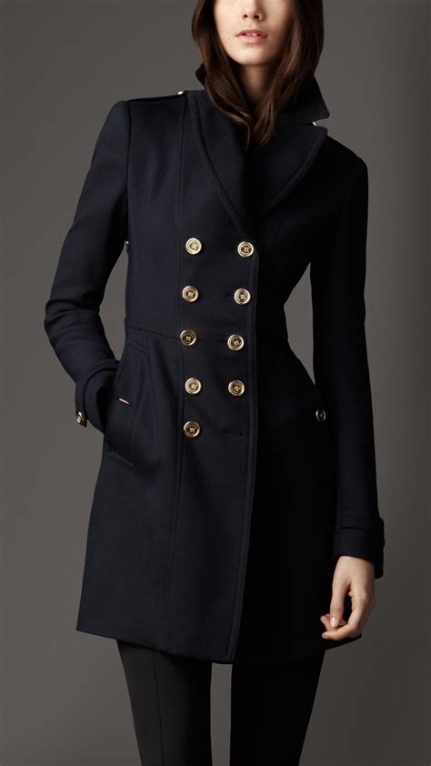 burberry navy wool peacoat|Burberry wool coats for women.